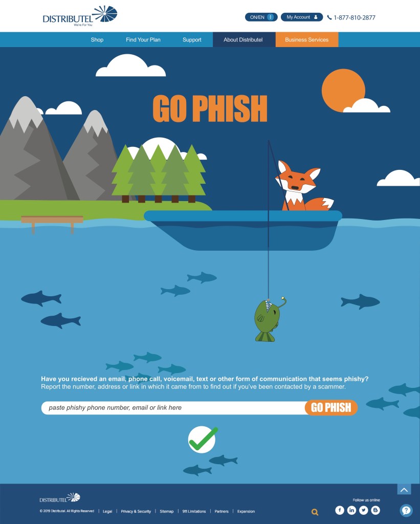 Distributel Landing Webpage Scam Detector “Go Phish”